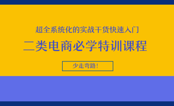 二类电商必学特训课程，超全系统化的实战干货快速入门