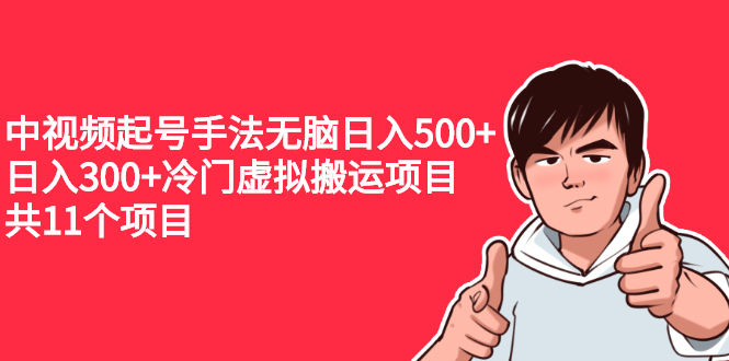 中视频起号手法无脑日入500+日入300+冷门虚拟搬运项目（共11个项目）
